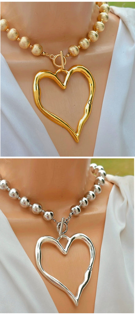 18k gold plated heart choker necklaces