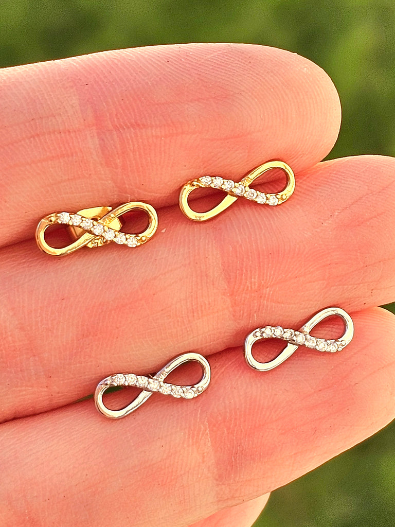 .925 sterling silver CZ infinity earrings