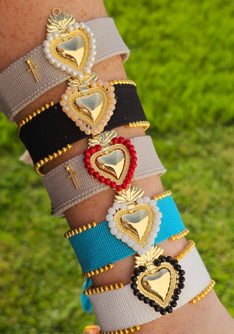 18k gold plated sacred heart woven bracelets