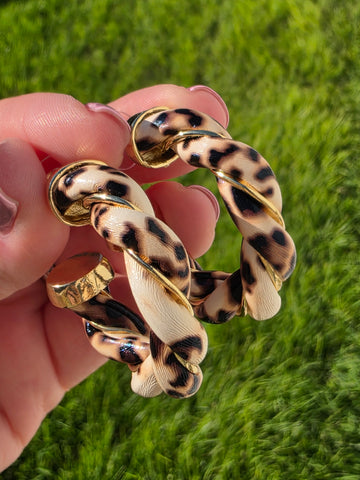 18k gold plated animal print hoop earrings