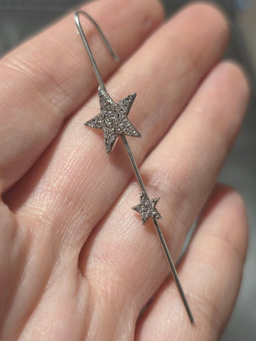 .925 Sterling silver and CZ stars earrings