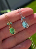 .925 Sterling silver green and blue stone necklace