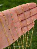 18k gold plated dainty beaded chain necklaces