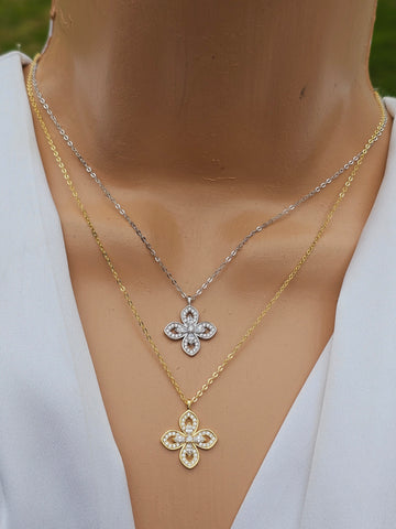 .925 sterling silver cz clover necklaces