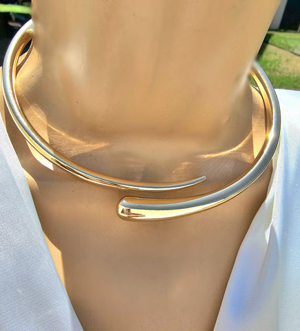 18k gold plated minimalist cuff choker necklace