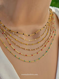 18k gold plated dainty beaded chain necklaces
