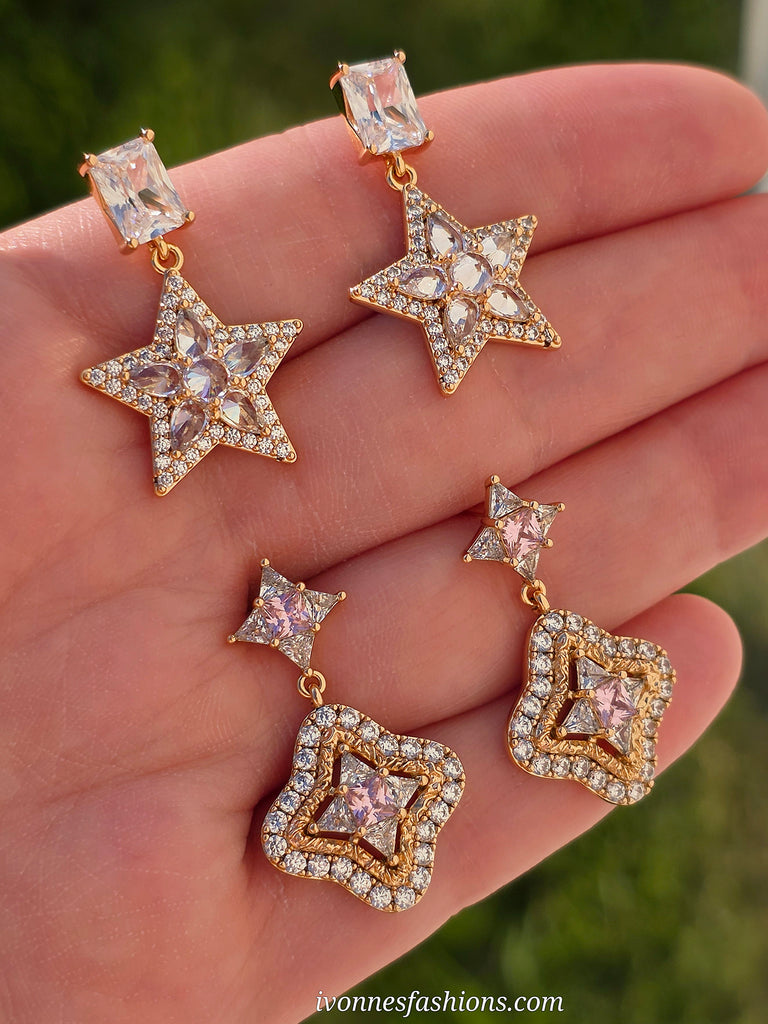 18k gold plated CZ rose gold earrings