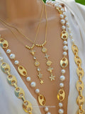 18k gold plated 18in lariat and 36in pearls necklaces