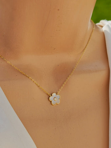 .925 Sterling silver seashell flower necklaces