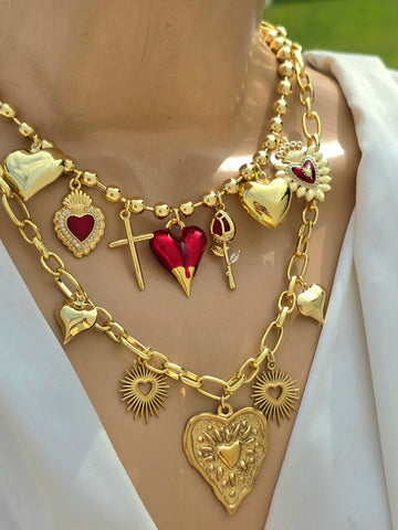 18k gold plated dangling hearts necklaces