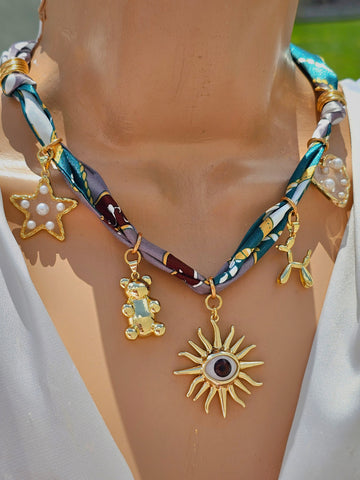 18k gold plated Sun scarf charm necklaces