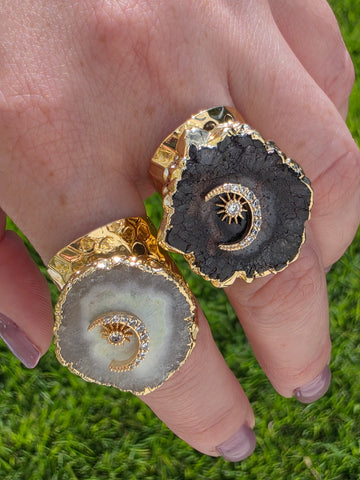 18k gold plated Quartz rings