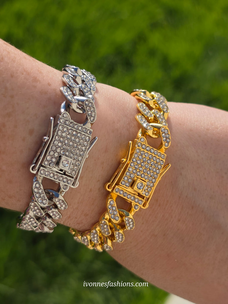 18k gold plated and CZ statement chain bracelet
