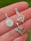 .925 Sterling silver Saint Benedict, colibrí and witch Knot pendant