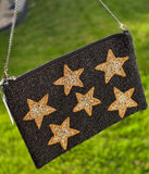 Fashion seed beaded clutch handbag