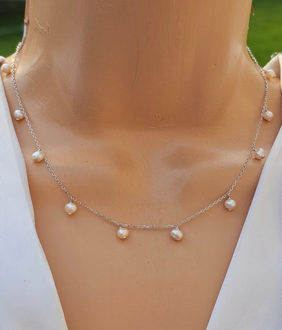 .925 Sterling silver pearl necklace