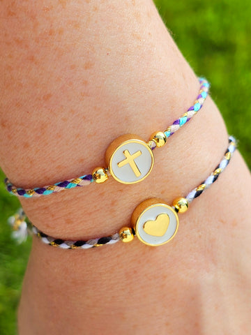 18k gold plated cross and heart bracelets