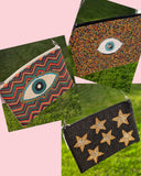 Fashion seed beaded clutch handbag
