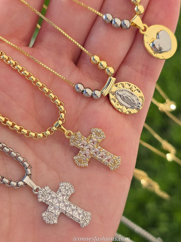 18k gold plated CZ religious necklaces