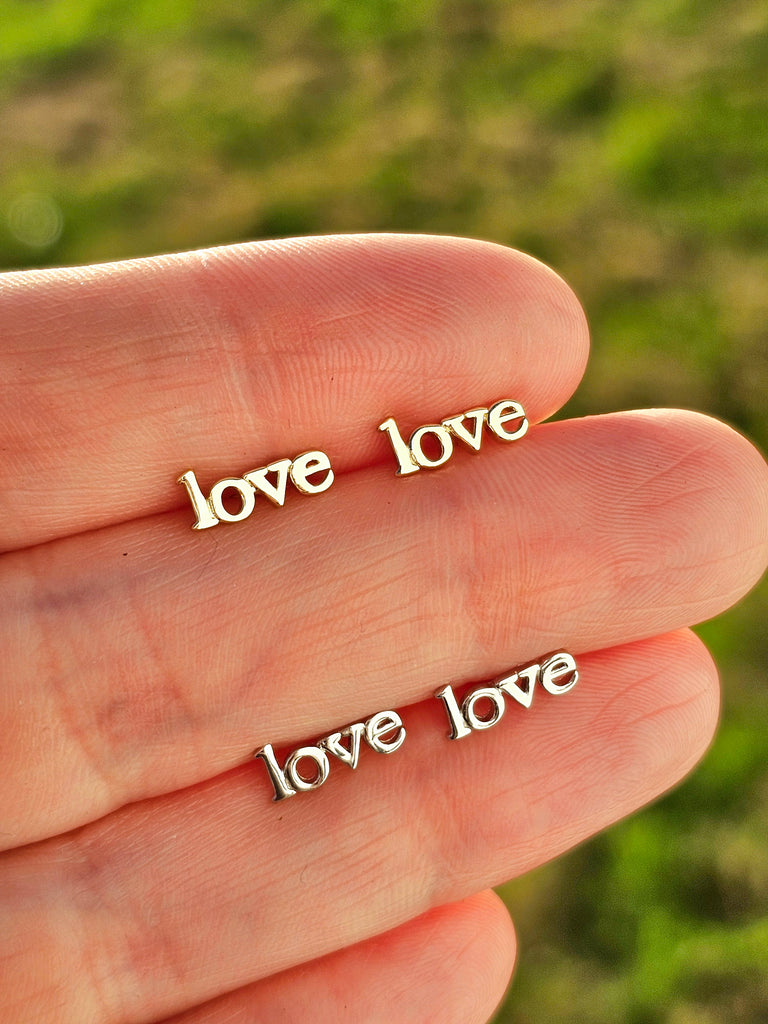 .925 Sterling silver Love stud earrings