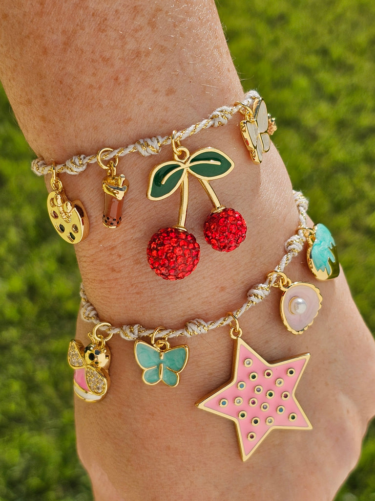 18k gold plated star and cherry bracelets