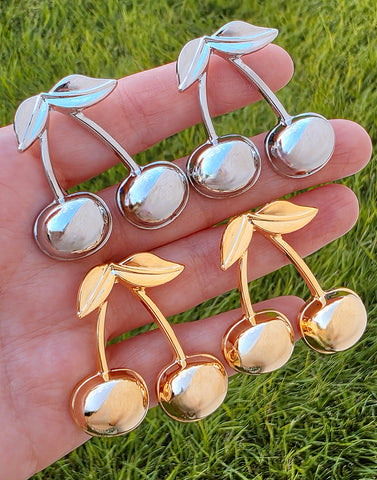 18k gold plated cherry earrings