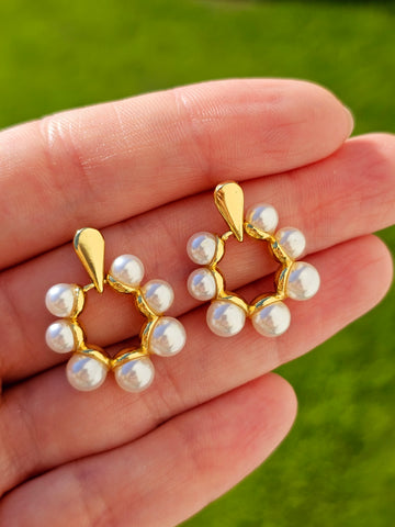 18k gold plated pearls earrings