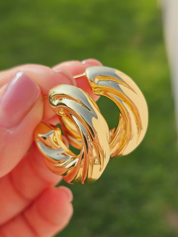 18k gold plated twist hoop earrings