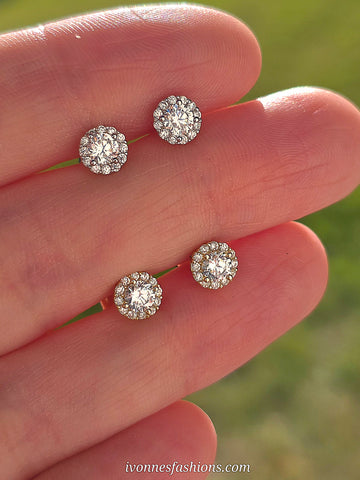 .925 sterling silver circle CZ stud earrings