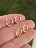 925 Sterling silver 8mm plain thin hoop earrings