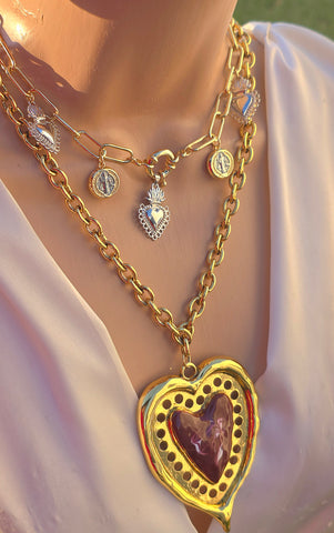18k gold plated hearts necklaces