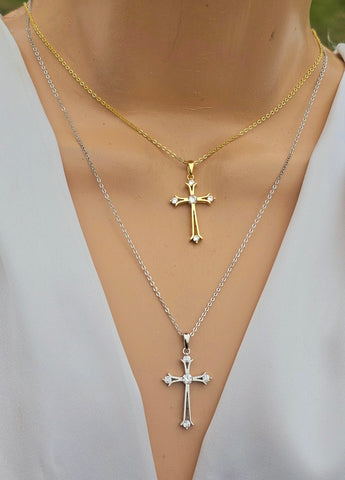 .925 sterling silver cz cross necklaces