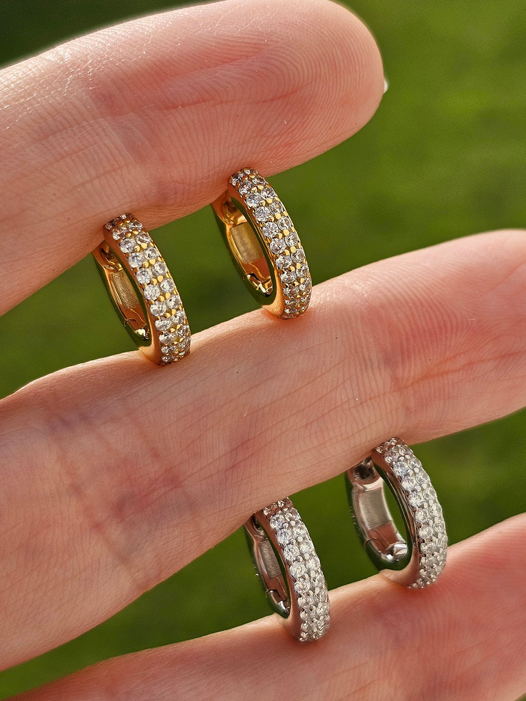 .925 sterling cz 13mm hoop earrings