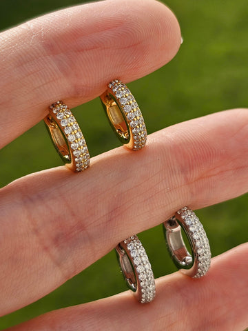 .925 sterling cz 13mm hoop earrings
