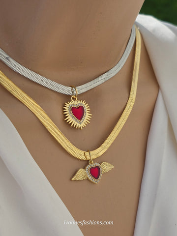 18k gold plated sacred heart necklaces