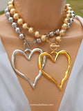 18k gold plated heart choker necklaces