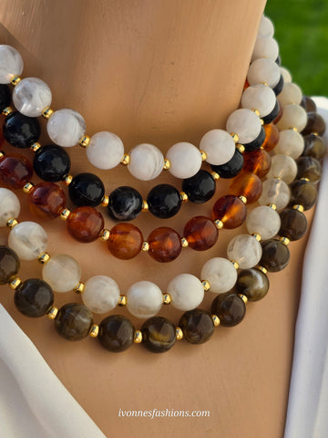 18k gold plated Chunky acrylic beaded necklaces