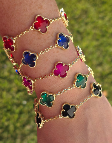 18k gold plated color clover bracelet