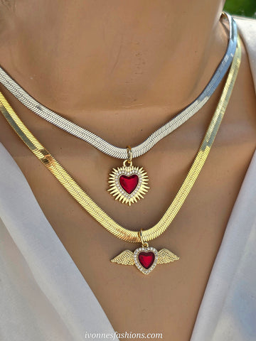 18k gold plated sacred heart necklaces