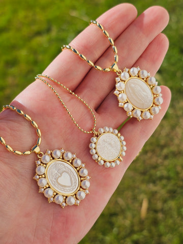18k real gold plated cz and pearl necklaces