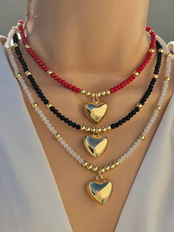 18k gold plated color round crystals hearts necklaces