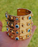 18k gold plated evil eye cuff bangle bracelets