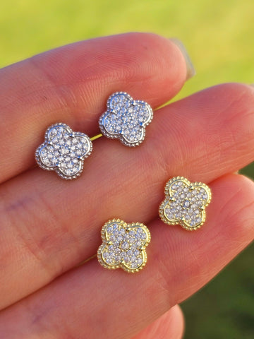 .925 Sterling silver clover earrings