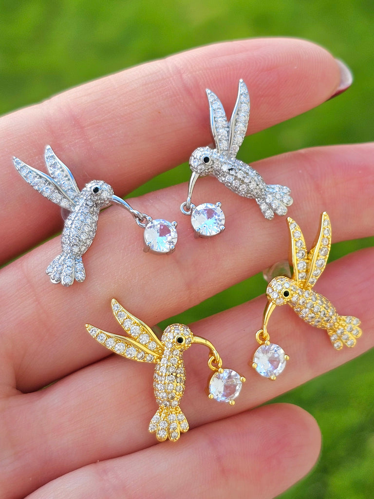 18k gold plated hummingbird earrings