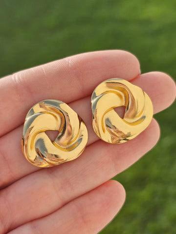 18k gold plated statement knot stud earrings