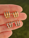 .925 Sterling silver 3 rows earrings