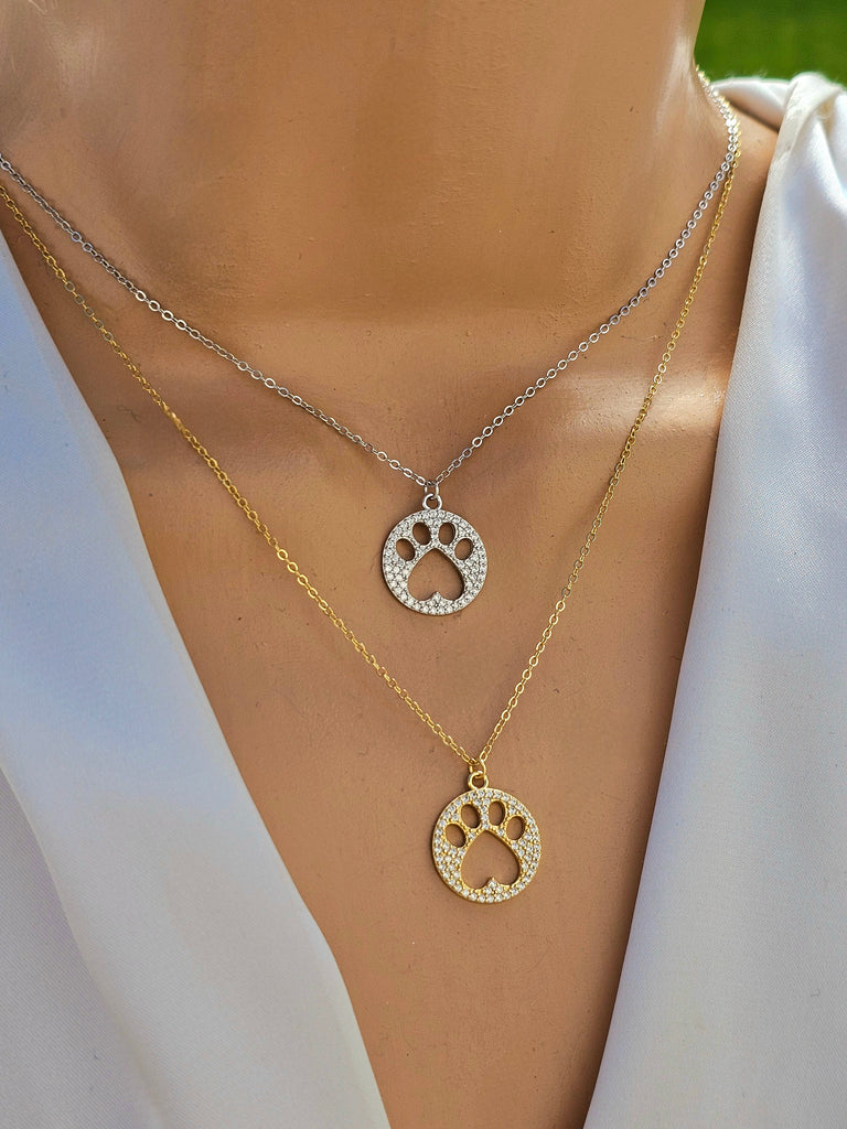 .925 sterling silver pet footprint necklace