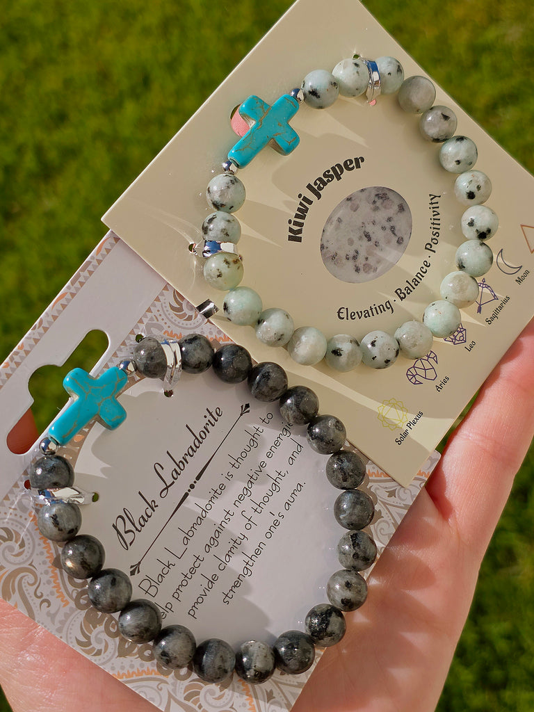 Natural Stones beads cross bracelets