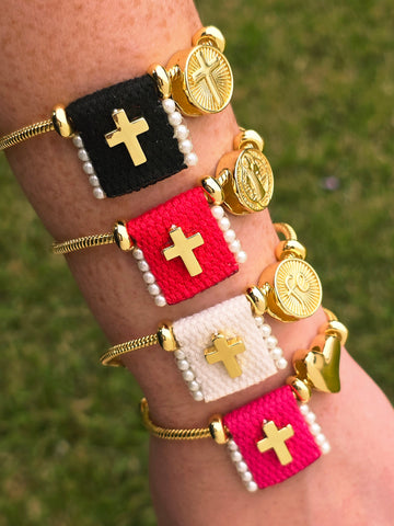 18k gold plated cross religious scapular bracelets