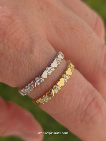 .925 sterling silver little CZ hearts rings